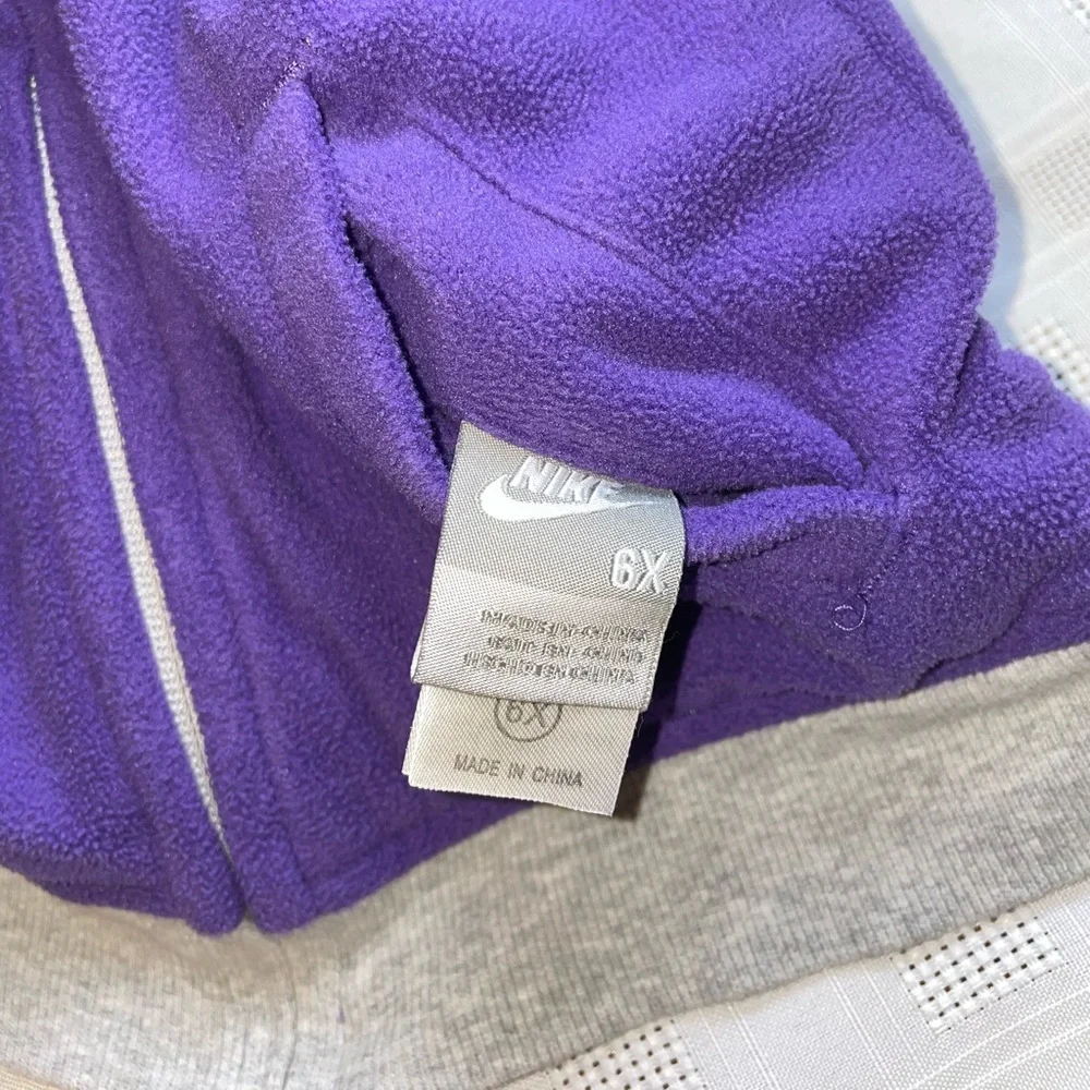 Nike Reversible Vest Girls 6X Purple Fleece Gray Doodle Full Zip Logo